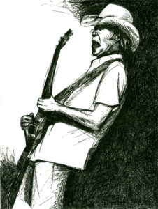 Don't Spook the Horse - Drawing of Neil Young, Ink on Paper