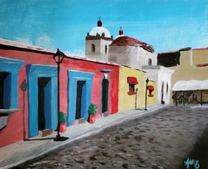 Streets of Oaxaca - Painting, Acrylic on Canvas Board